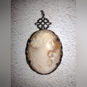 Antique Goddess Iris Cameo Pendant, Sterling Silver, Authentic Rare Find